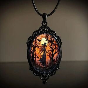 Vintage Style Witch Shaped Pendant Necklace